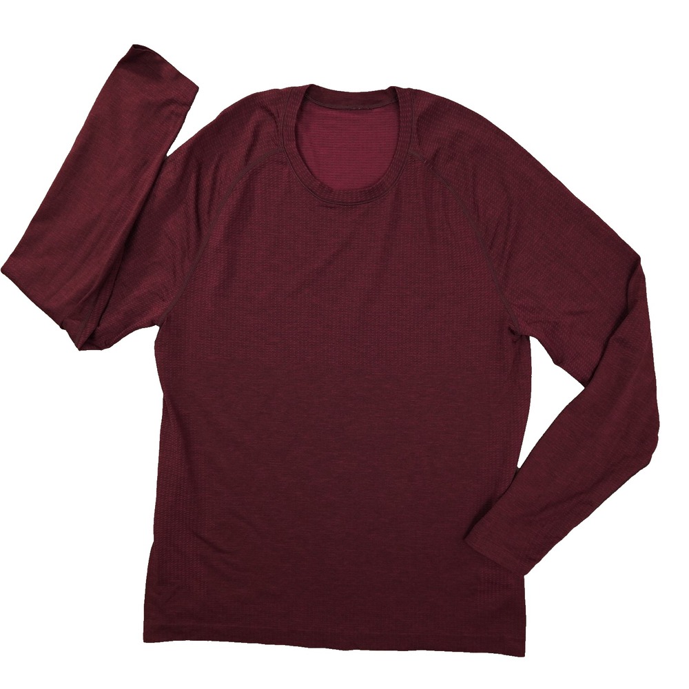 lululemon Metal Vent Tech Shirt Mens Large Burgundy Red Long Sleeve Gym Training